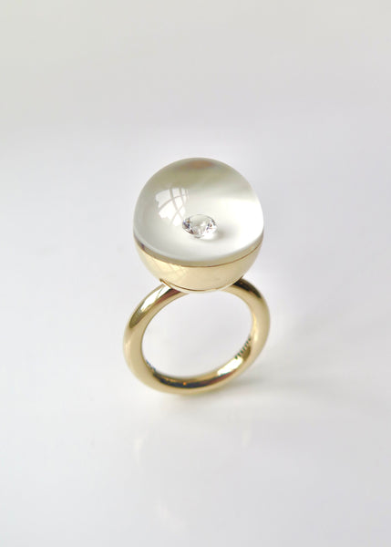 Gold and Ivory Diamond Ball Ring