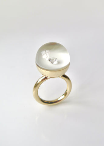 Gold and Ivory Diamond Ball Ring