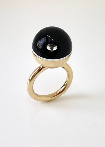 Gold and black Diamond Ball Ring