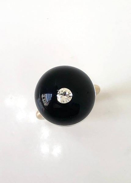 Gold and black Diamond Ball Ring