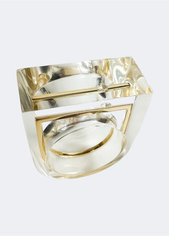 D-Shaped Gold Bar Ring